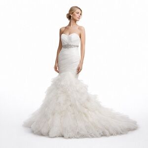 MORI LEE Strapless Mermaid Wedding Gown Ruched Bridal Dress Ivory Bridal Size 6